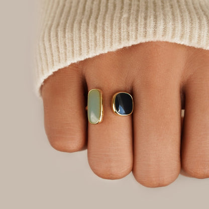 Or Dual Pierre Bague Ouverte