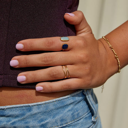Or Dual Pierre Bague Ouverte