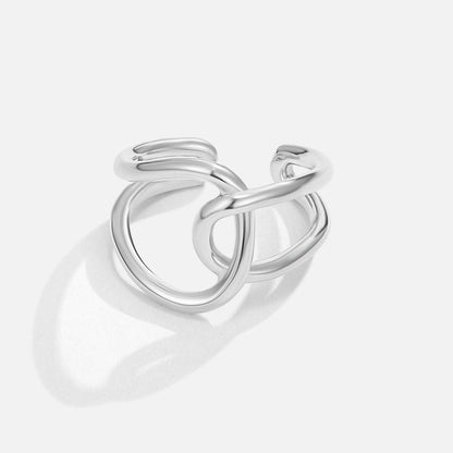 Argent Interlocking Bague Ouverte