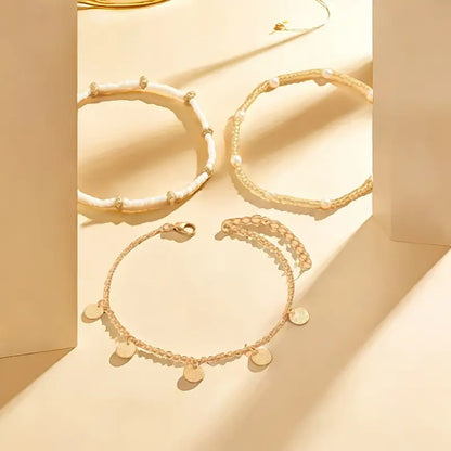 Coastal Breloque 3-Piece Superposé Bracelet de Cheville Set | Or