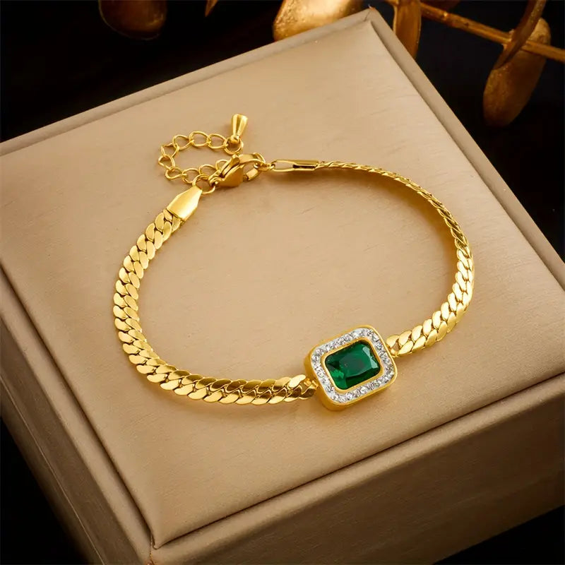Or Émeraude Bracelet Chaîne