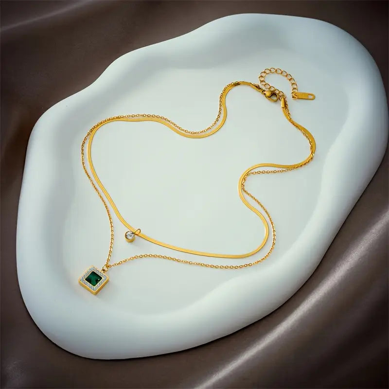 Or Émeraude Superposé Collier