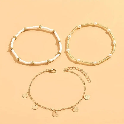 Coastal Breloque 3-Piece Superposé Bracelet de Cheville Set | Or