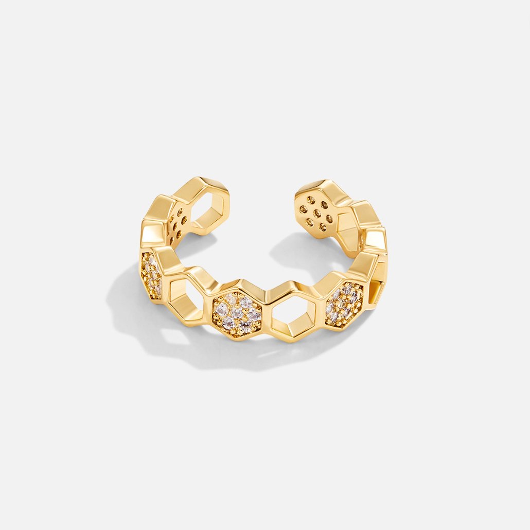 Or Géométrique Bague Ouverte