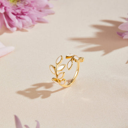 Or Leaf Motif Bague