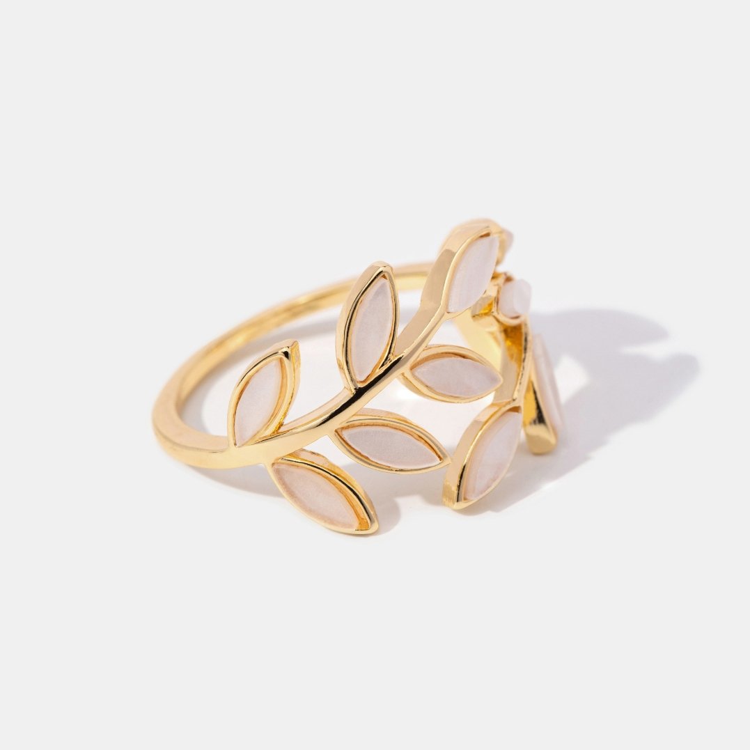 Or Leaf Motif Bague