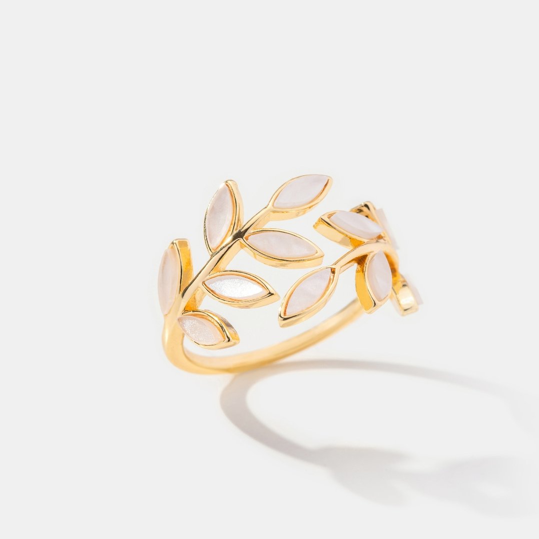 Or Leaf Motif Bague