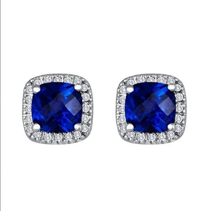 Saphir Carré Puces d'Oreilles | Or Blanc