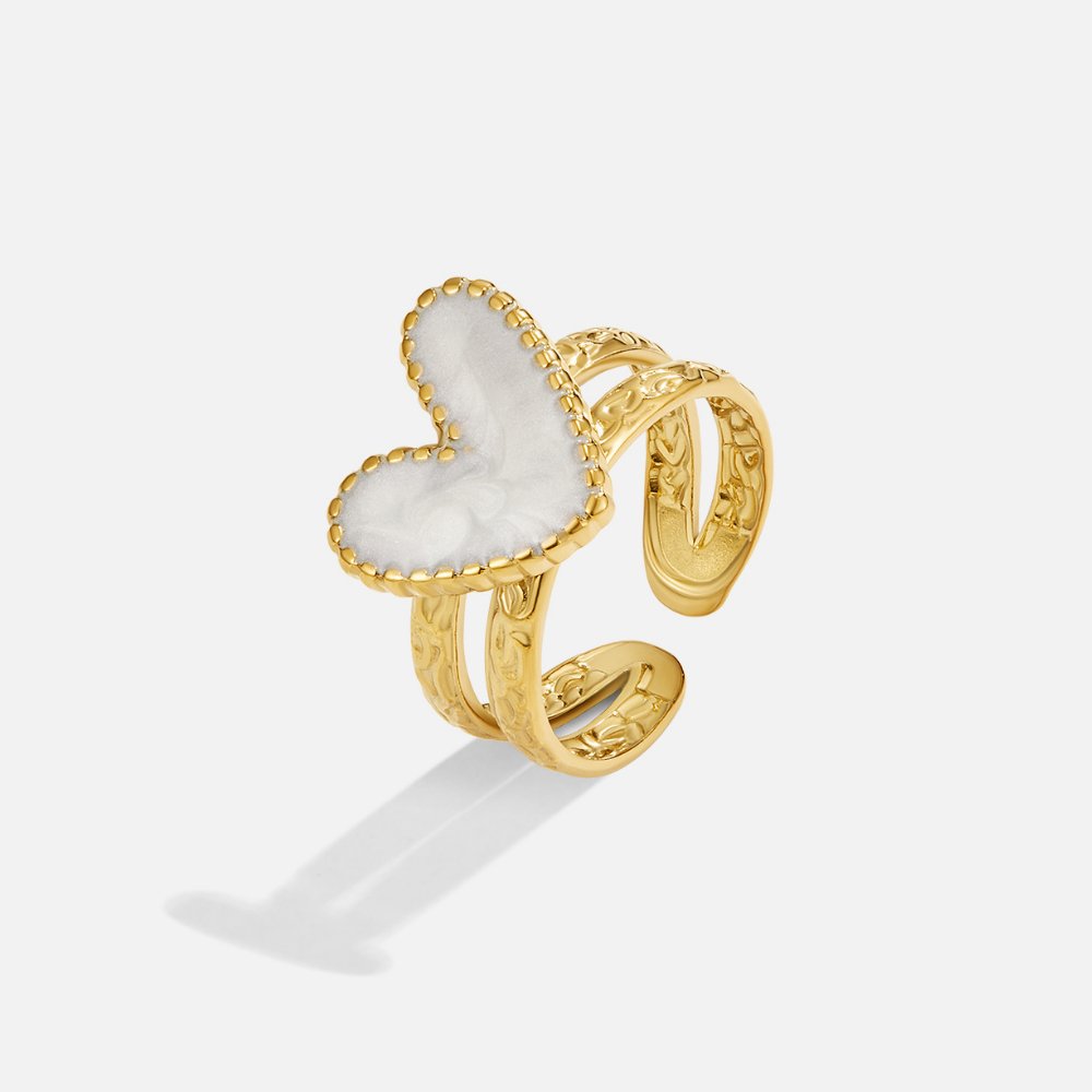 Or Cœur Motif Bague