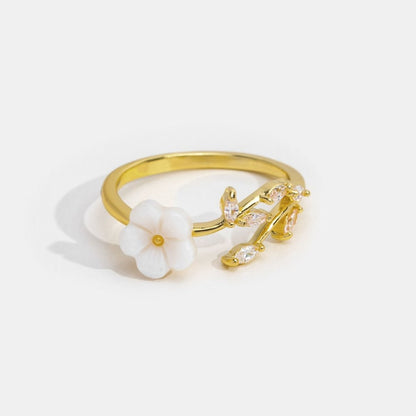 Or Floral et Leaf Bague Ouverte